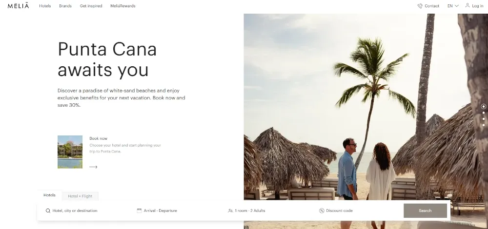 Meliá Hotels International website screenshot 2026